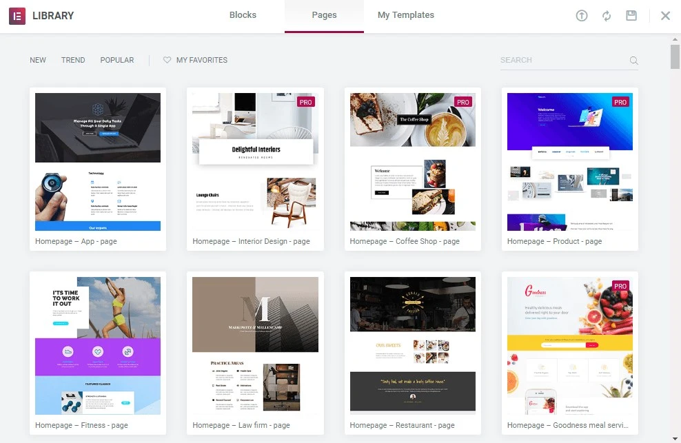 Elementor Pro Template Library