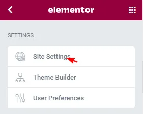 Elementor Site Settings