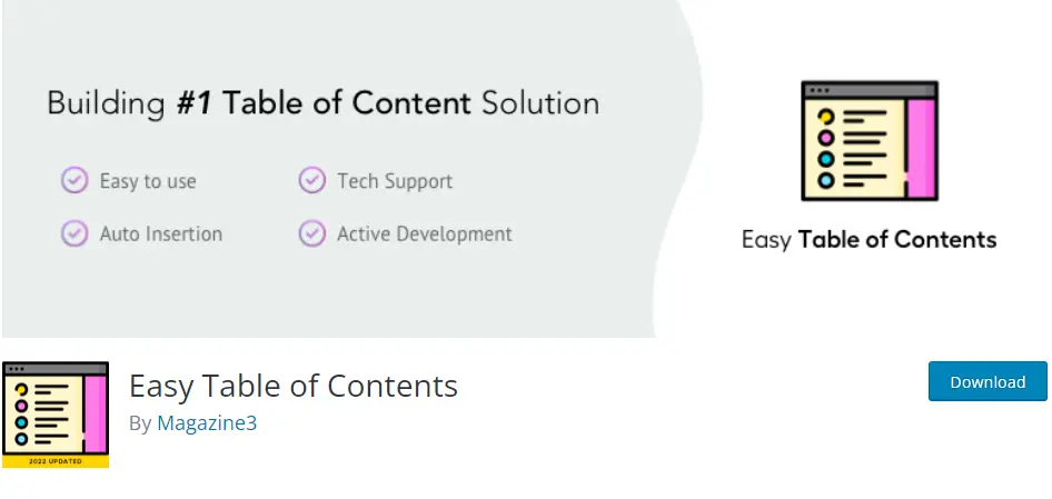 Easy table of contents