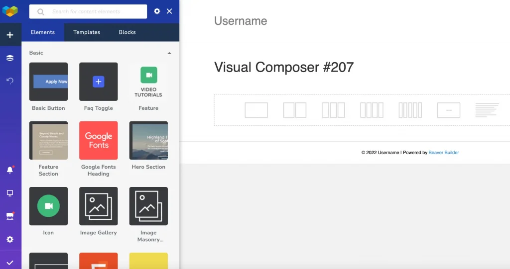 visual composer interface