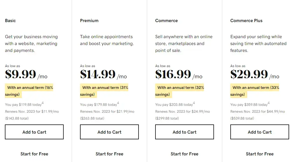 godaddy website builder pricing